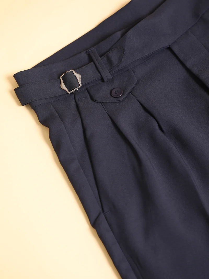 Maniac  Maniac Mens Gurkha Solid Navy Cotton Trouser for Men | Best Price UAE